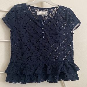 NWT Abercrombie & Fitch Crochet Top Navy Blue & Laces SZ S